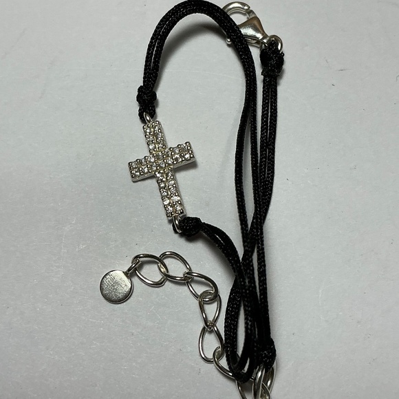 SILPADA Sterling Silver & black cord adjustable cross bracelet. 7 to 8” long - Picture 6 of 7
